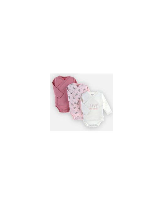Set de 3 bodies croisés à manches longues