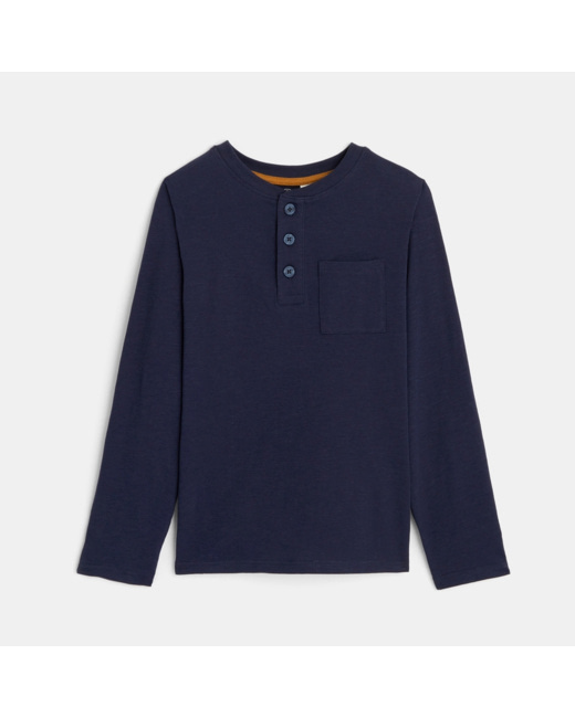 T-shirt à col boutonné bleu garçon