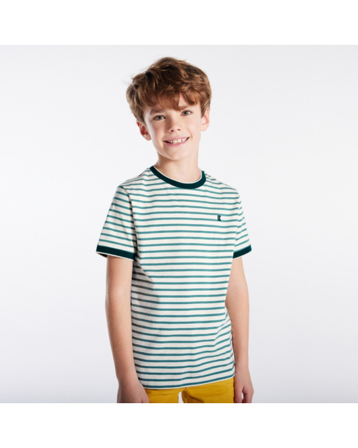 T-shirt marinière vert garçon
