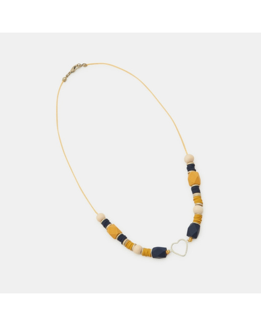 Collier de perles avec 1 cœur bleu fille