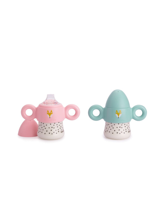 First - Biberon à anses et bec anti fuites 150 ml - Hello Fox