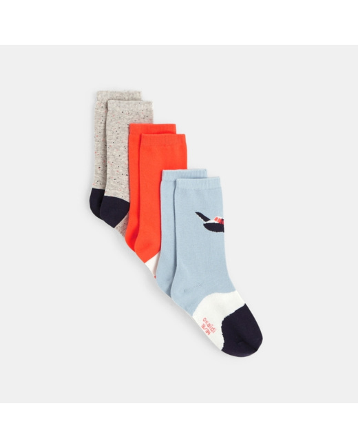 Chaussettes fantaisie (lot de 3) orange garçon