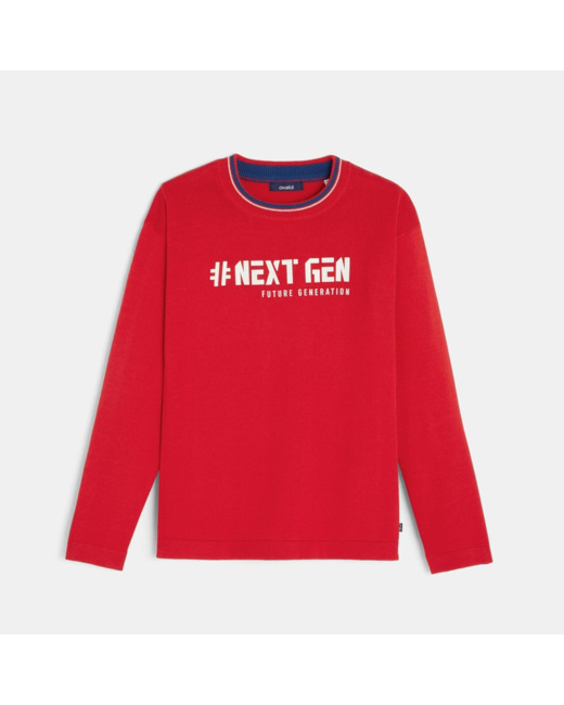 Pull à message rouge garçon
