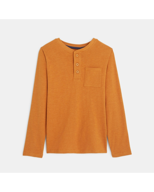 T-shirt à col boutonné orange garçon