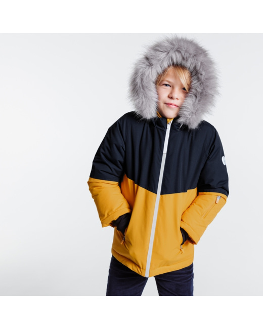 Blouson de ski à capuche jaune garçon