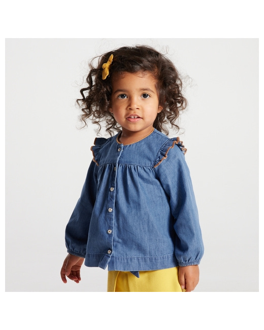 Blouse denim à volants
