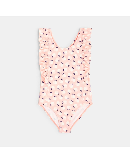 Maillot de bain 1 pièce motif pêches rose fille