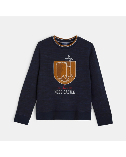 Sweat-shirt à motif brodé bleu garçon