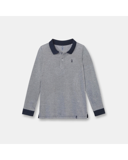 Polo manches longues bleu garçon