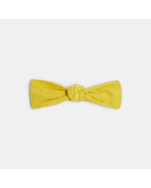 Headband noué à studs dorés jaune fille