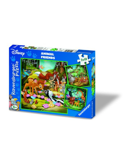 Puzzle - Bambi, Balou et Simba - 3x49 pièces