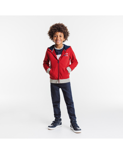 Sweat-shirt zippé à capuche OK96 rouge garçon