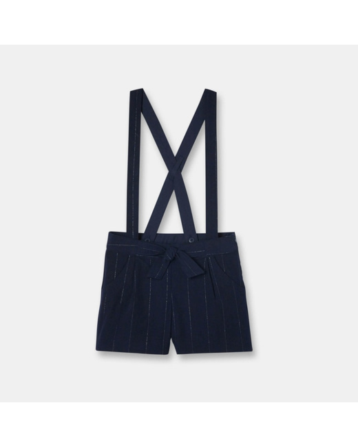 Short à bretelles bleu fille