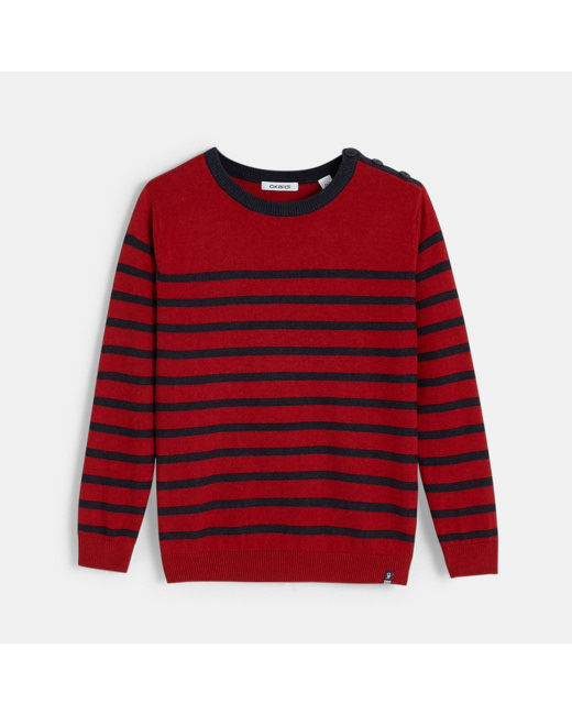 Pull rayé rouge garçon
