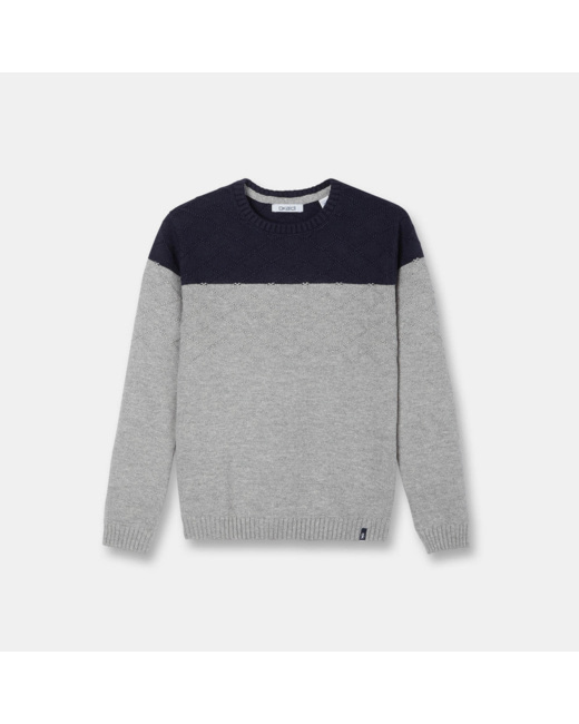 Pull bicolore gris garçon