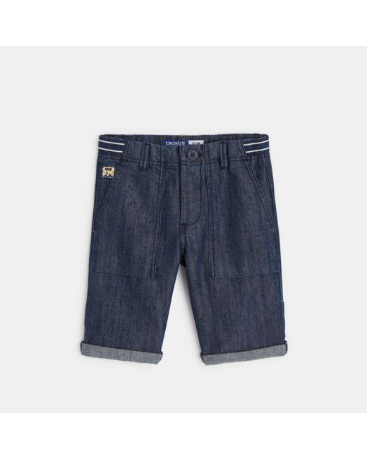 Bermuda slim en jean fin bleu garçon