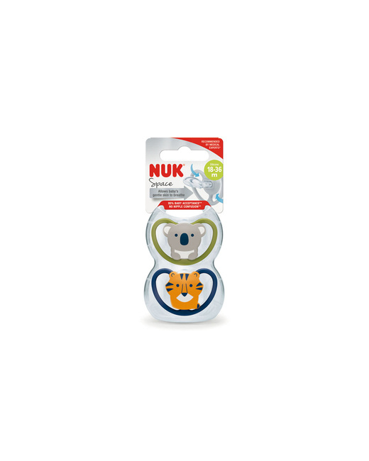 Sucette bouton phosphorescentes en silicone 1er âge NUK : le lot de 2  sucettes à Prix Carrefour