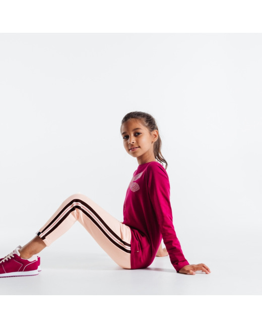 Jogging en molleton à galon rayé rose fille