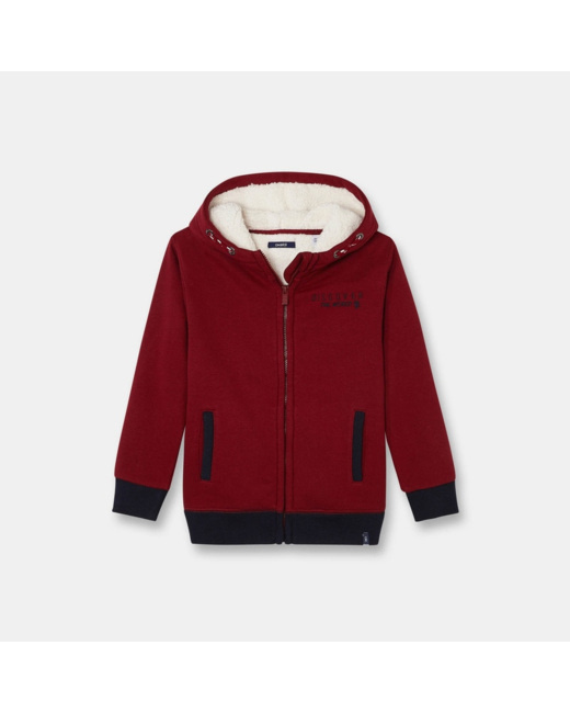 Sweat fourré à capuche rouge garçon