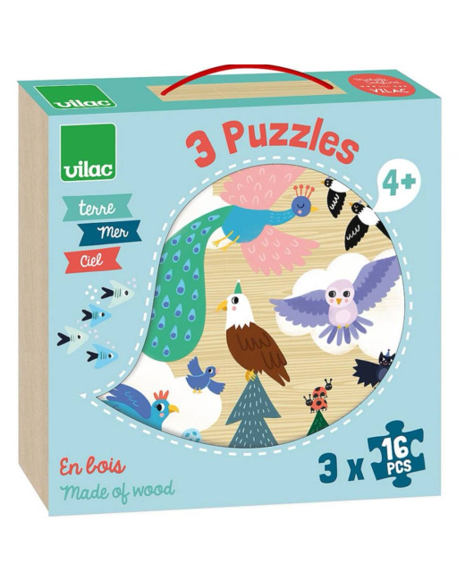 3 puzzles Terre Mer Ciel