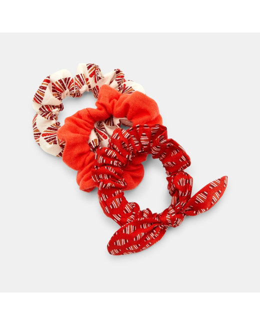 Chouchou en tissu (lot de 3) rouge fille