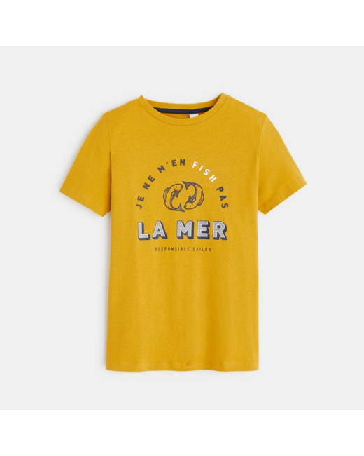 T-shirt manches courtes à message jaune garçon