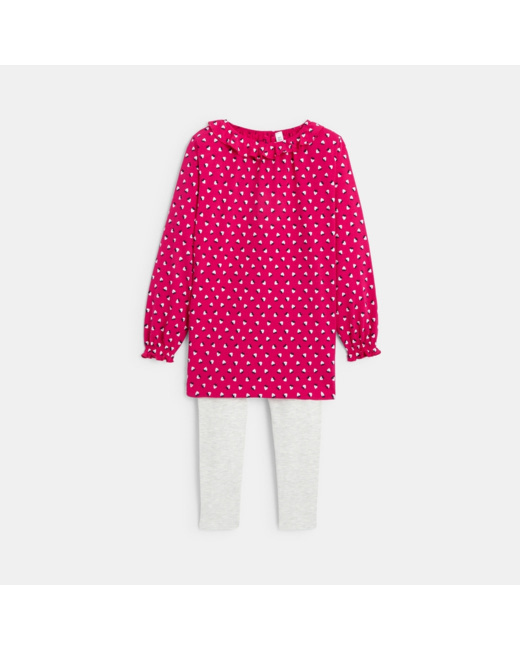 Pyjama 2 pièces en jersey rose fille