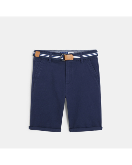 Bermuda en toile + ceinture bleu garçon