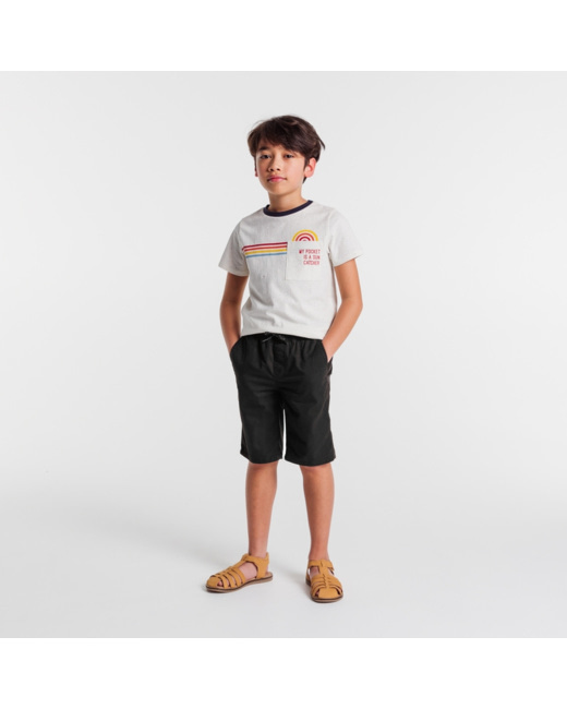 Bermuda slim en toile unie noir garçon