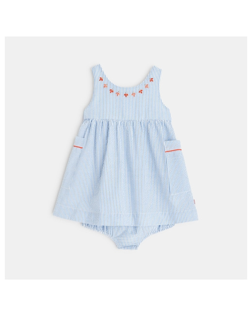 Robe rayée coton reliefé avec bloomer
