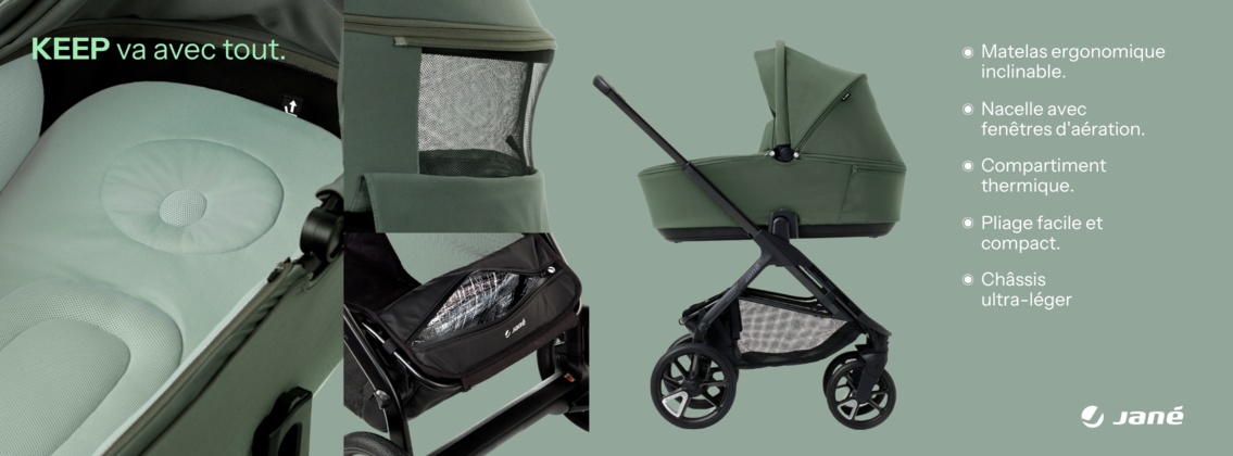 Baby Test Poussette Duo Keep + nacelle Sleep Jané