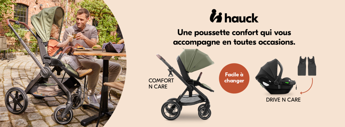 Baby Test Poussette Comfort N Care + Coque auto Drive N Care Hauck
