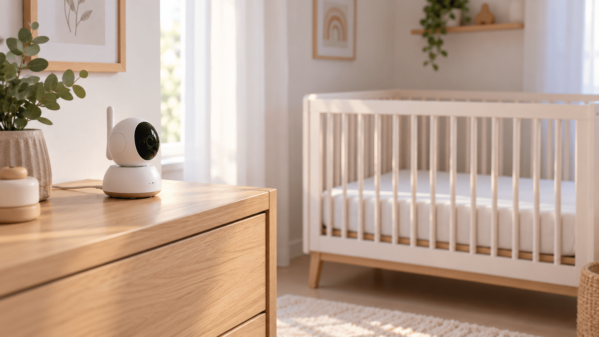 Babyphone vidéo installé dans une chambre de bébé