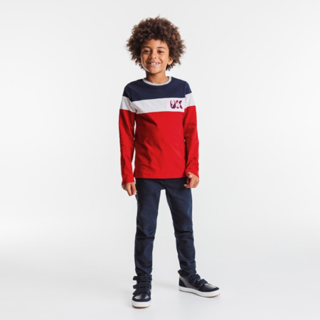 Avis T-shirt tricolore à larges rayures OK96 rouge garçon OKAIDI 1