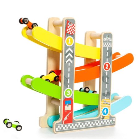 Circuit De Course à Pneu Et Loopings – 6 Voitures 1:64, 2 Rampes, Boîte De Rangement – Dès 3 Ans