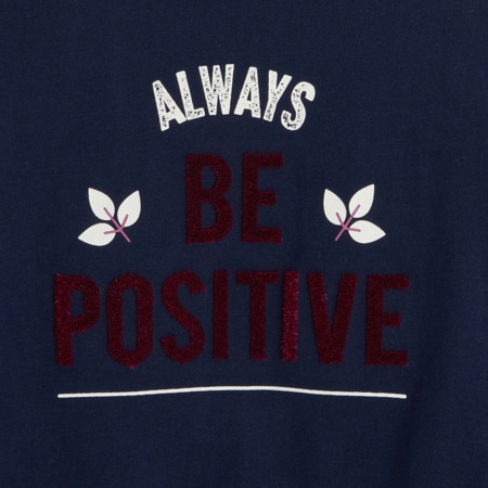 Avis T-shirt manches longues à message 'Always be positive' bleu fille OKAIDI 2