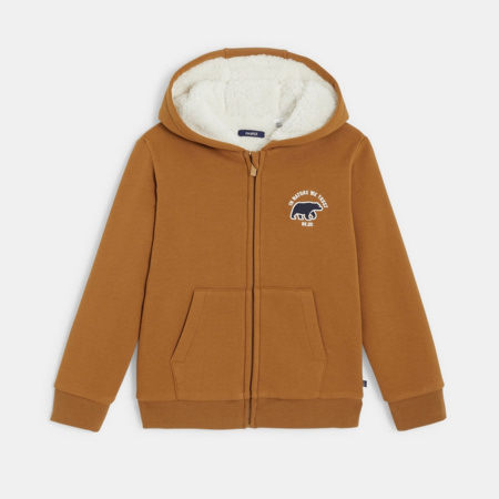 Avis Sweat-shirt doublé en polaire sherpa orange garçon OKAIDI 1