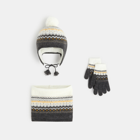Bonnet péruvien + snood + gants gris fille OKAIDI : Comparateur, Avis, Prix
