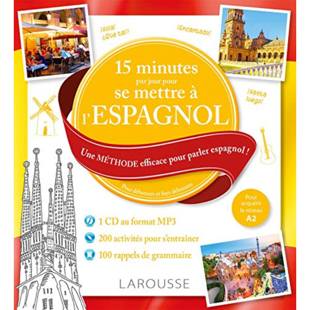 Avis 15 minutes par jour pour se remettre à l'espagnol + CD LAROUSSE 1