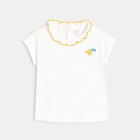 Avis T-shirt col volanté patch toucan OBAÏBI 1