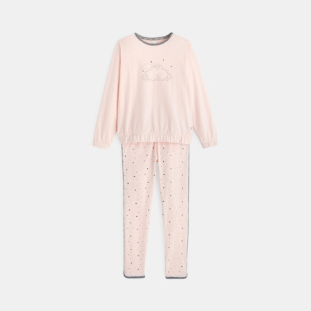 Pyjama 2 pièces en velours motif écureuil rose fille Okaïdi & Obaïbi