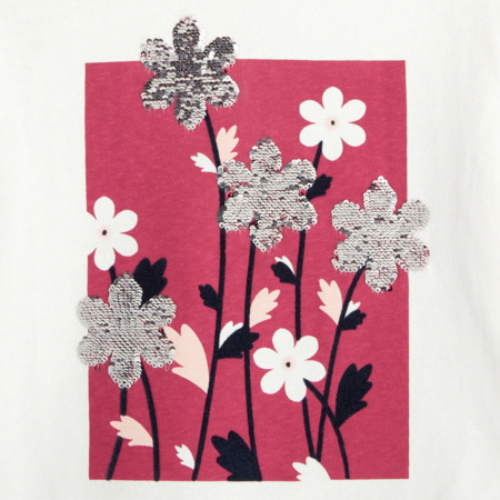 Avis T-shirt manches longues à fleurs et sequins rose fille OKAIDI 2