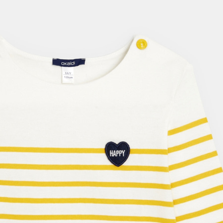 Avis T-shirt marinière à personnaliser d'un cœur jaune fille OKAIDI 3
