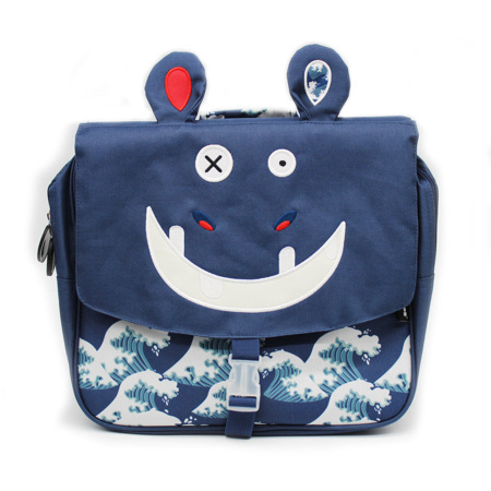 Les Déglingos Zaino Hippipos Ippopotamo 32 Cm Per Bambino Asilo Scuola Con Tracolla Riflettente Grigio