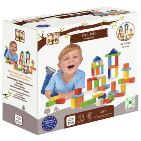 Blocs en bois pour jeu construction : cubes, arcs de cercles, carrés Blocs en bois pour jeu construction : cubes, arcs de cercles, carrés