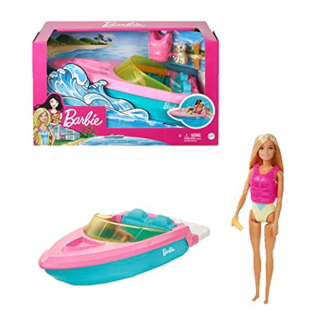 Barbie Sur Un Bateau Rose Dans La Mer