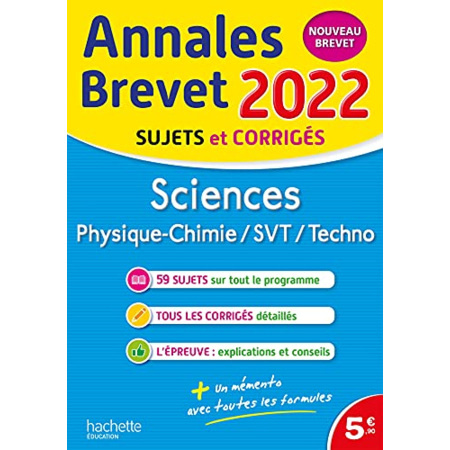 Avis Annales Brevet 2022 Sciences Hachette Éducation 1