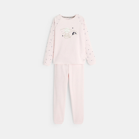 Pyjama 2 pièces en velours motif écureuil rose fille Okaïdi & Obaïbi