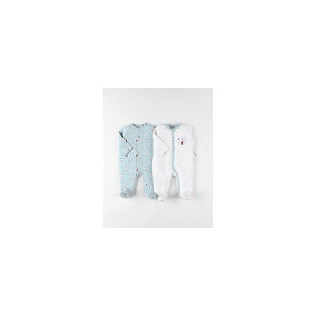 Lot De 3 Pyjamas Bébé Noukie's Animaux – Velours Doux, Taille 1 Mois, Ouverture Pression, Confort Absolu