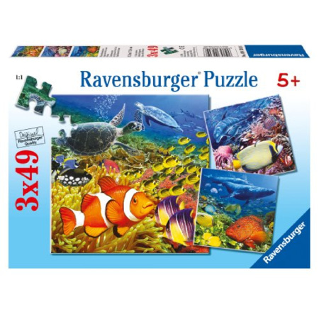 Puzzle - Habitants de la mer - 3x49 pièces RAVENSBURGER : Comparateur ...
